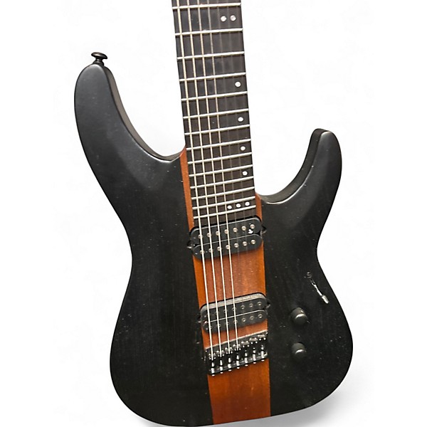 Used Schecter Guitar Research Diamond C7 Rob Scallon black and natural Solid Body Electric Guitar