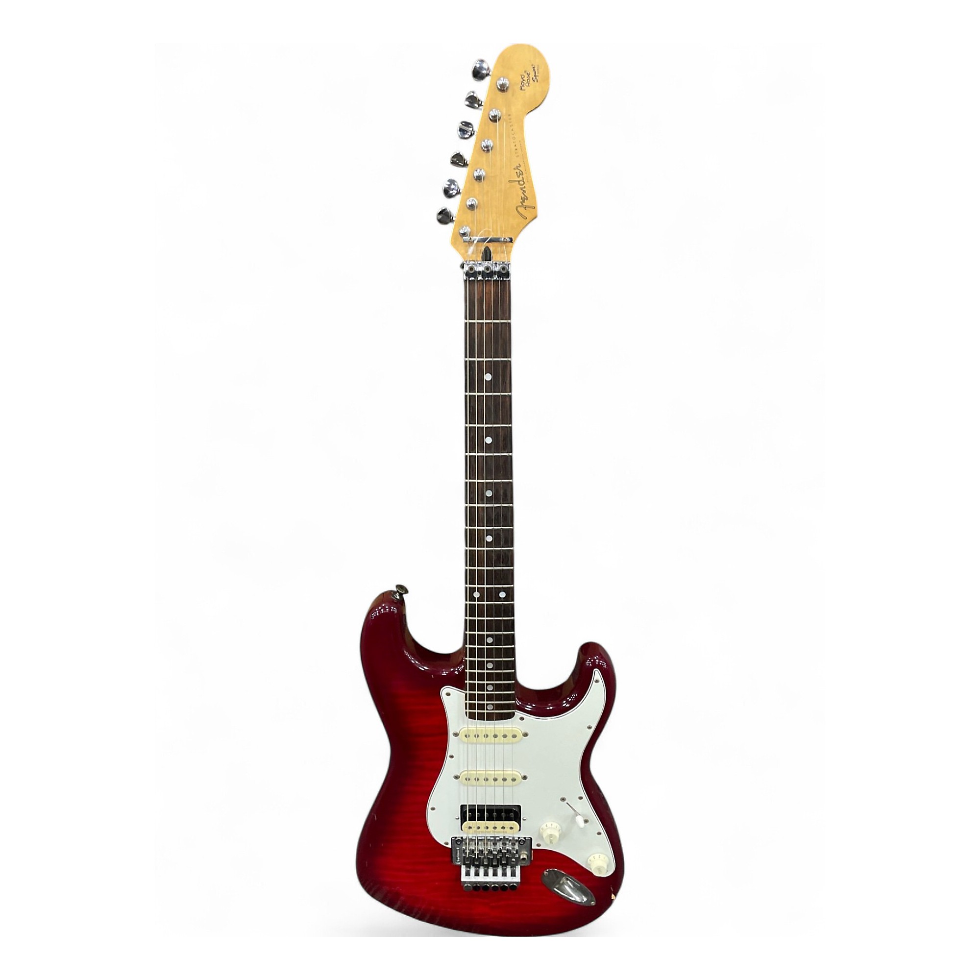 Used Fender MIJ STRATOCASTER WITH FLOYD ROSE TRANS RED Solid