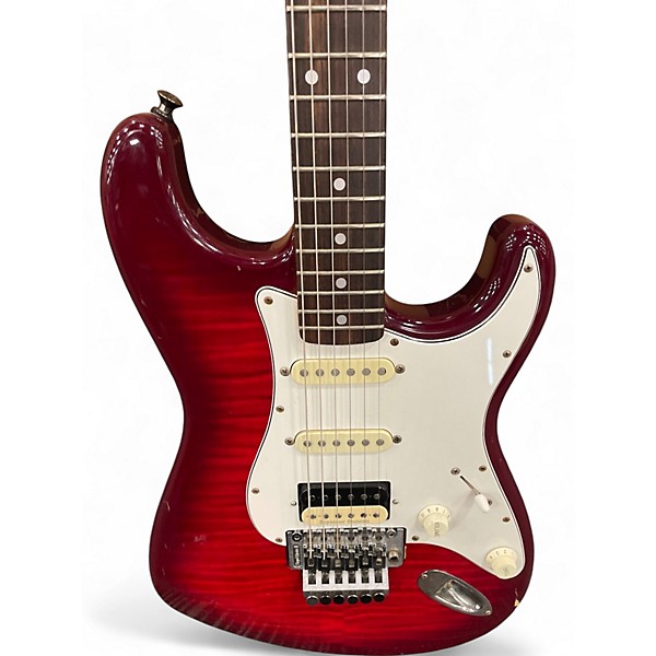Used Fender MIJ STRATOCASTER WITH FLOYD ROSE TRANS RED Solid Body Electric Guitar