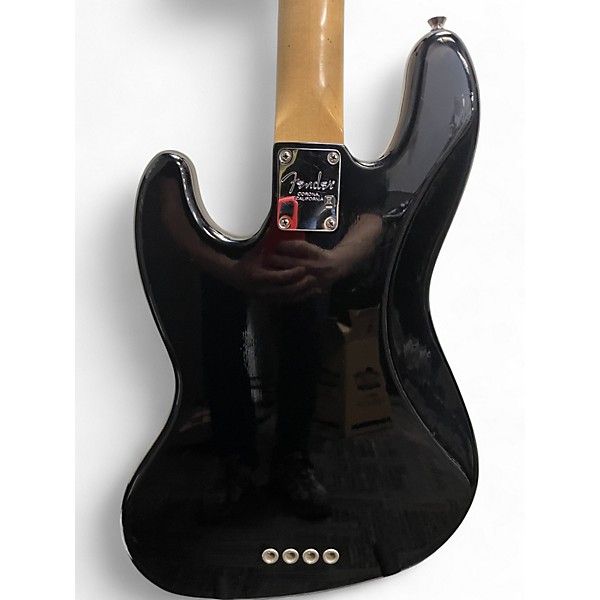 Used 2010s Fender American Standard Jazz Bass Black Electric Bass Guitar