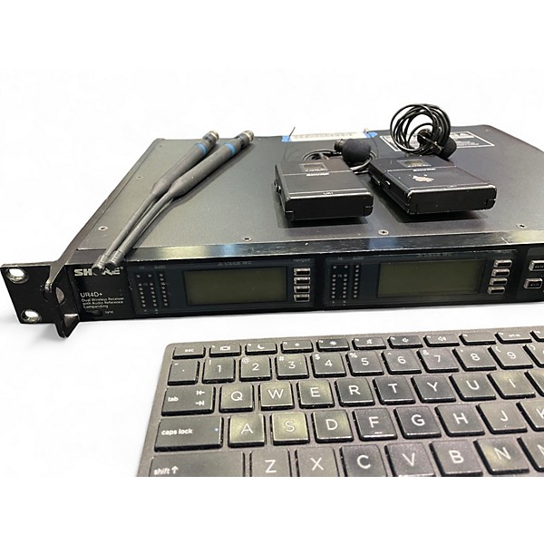 Used Shure UR4D+ DUAL WIRELESS RECIEVER WITH BODY PACKS AND LAV MICS Lavalier Wireless System