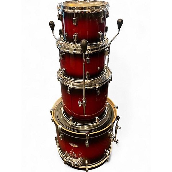 Used Pearl 4 Piece Pro Decade Maple Red to Black Fade Drum Kit