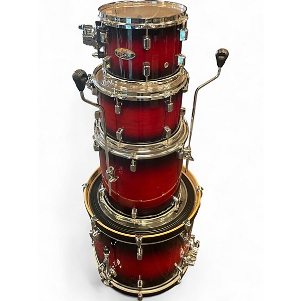 Used Pearl 4 Piece Pro Decade Maple Red to Black Fade Drum Kit