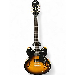 Used Epiphone Dot Deluxe Flametop 3 Tone Sunburst Hollow Body Electric Guitar