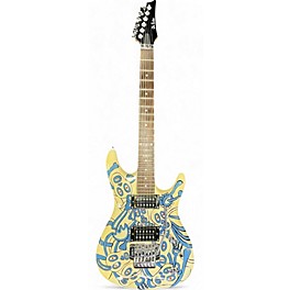 Used Glen Burton Electric Guitar White With Graphics Solid Body Electric Guitar