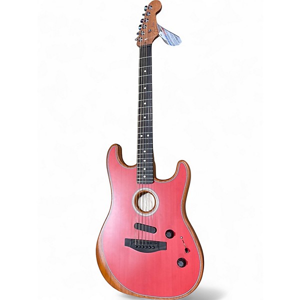 Used Fender American Acoustasonic Stratocaster Candy Apple Red Acoustic Electric Guitar