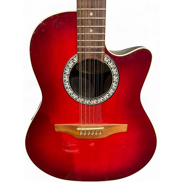 Used Ovation 6751 Standard Balladeer Red Burst 12 String Acoustic Electric Guitar