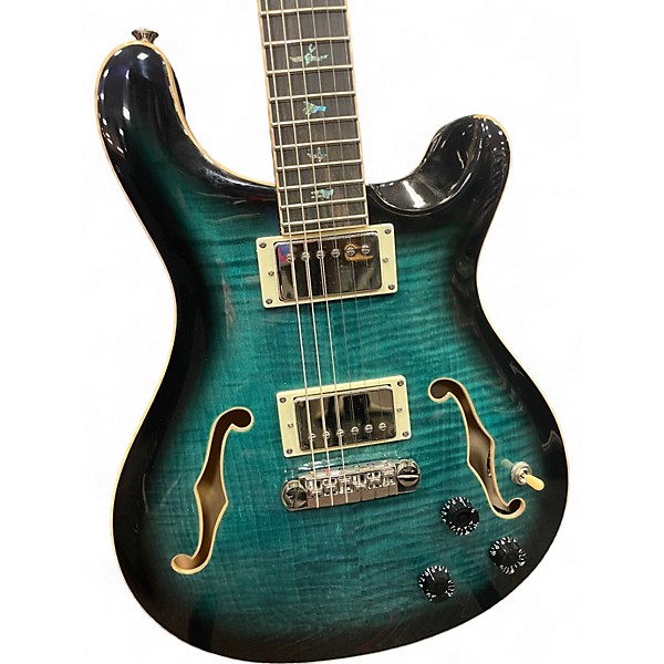 Used PRS SE HOLLOWBODY II PIEZO PEACOCK BLUE Solid Body Electric Guitar