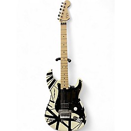 Used EVH Striped Series White With Black Stripes Solid Body Electric Guitar