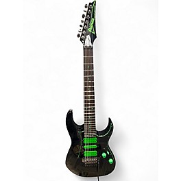 Used Ibanez UV70 Universe Steve Vai Signature 7 String black and green Solid Body Electric Guitar