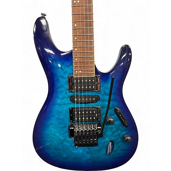 Used Ibanez S670QM BLUE FLAME BURST Solid Body Electric Guitar