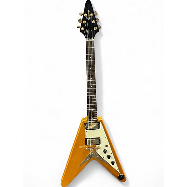 Used 2010 Epiphone Korina Flying V Korina Electric Bass Guitar