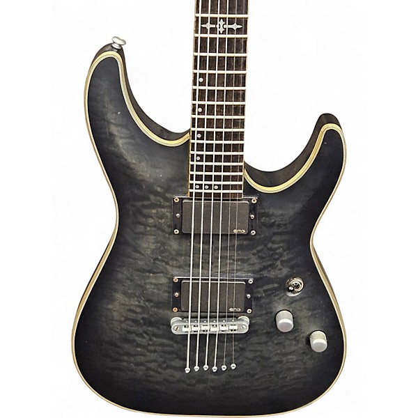 Used Schecter Guitar Research C1 Platinum Trans Black Solid Body Electric Guitar