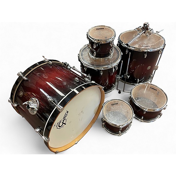 Used Gretsch Drums 6 Piece Catalina Maple Crimson Red Burst Drum Kit