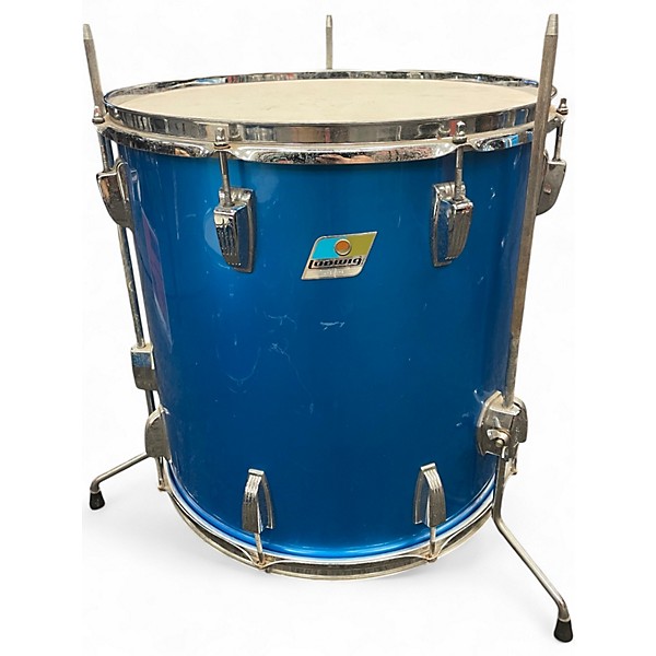 Vintage 1970s Ludwig 4 Piece Big Beat Blue Silk Drum Kit
