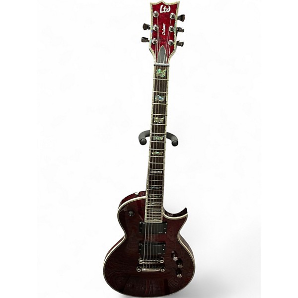 Used Esp Ltd EC 1000 DELUXE Crimson Red Trans Solid Body Electric Guitar