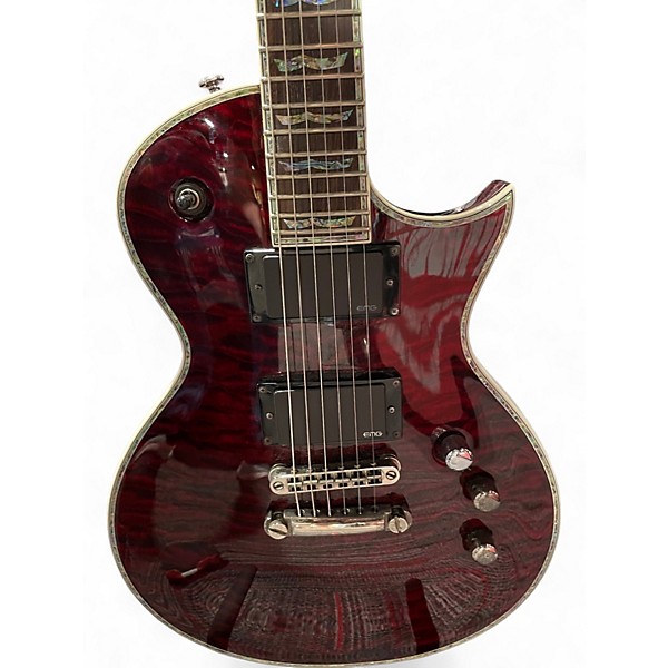 Used Esp Ltd EC 1000 DELUXE Crimson Red Trans Solid Body Electric Guitar