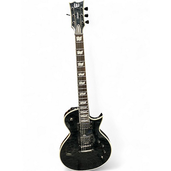 Used ESP LTD EC1000 PIEZO SEE THRU BLACK Solid Body Electric Guitar
