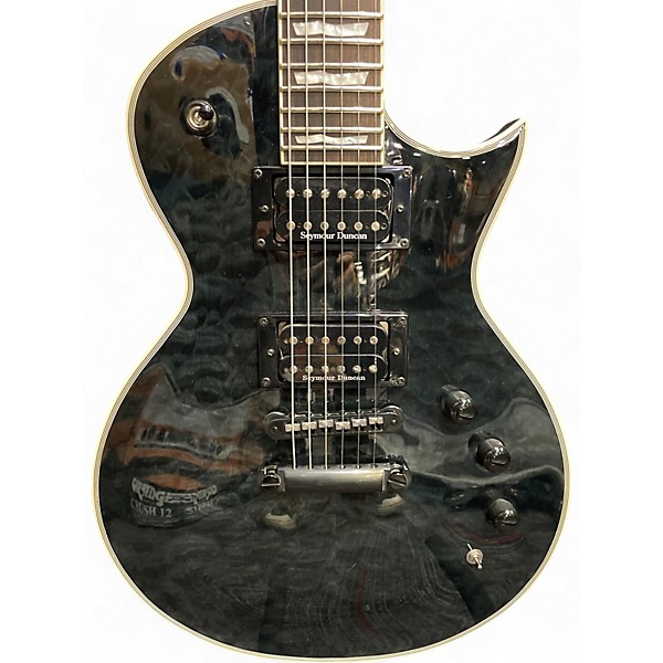 Used ESP LTD EC1000 PIEZO SEE THRU BLACK Solid Body Electric Guitar