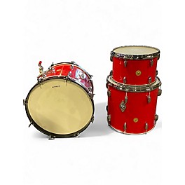 Used Gretsch Drums 3 Piece Round Badge Candy Apple Red Drum Kit