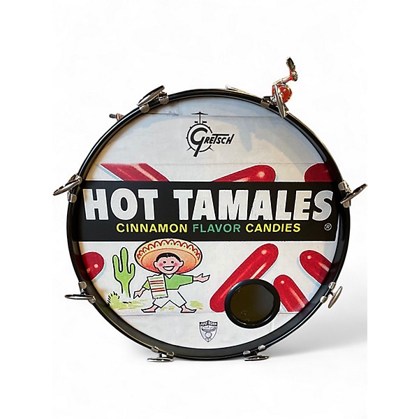 Used Gretsch Drums 3 Piece Round Badge Candy Apple Red Drum Kit