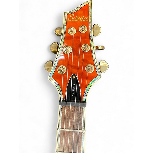 Used Schecter C-1 Elite Trans Amber Solid Body Electric Guitar