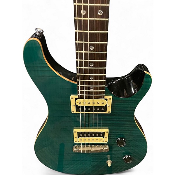 Used PRS SE CUSTOM TEAL FLAME Solid Body Electric Guitar