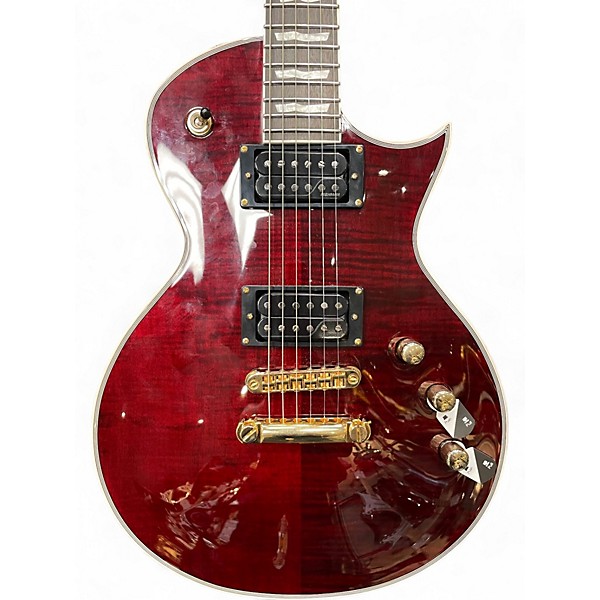 Used ESP LTD EC1000T CTM FM See-thru Black Cherry Solid Body Electric Guitar