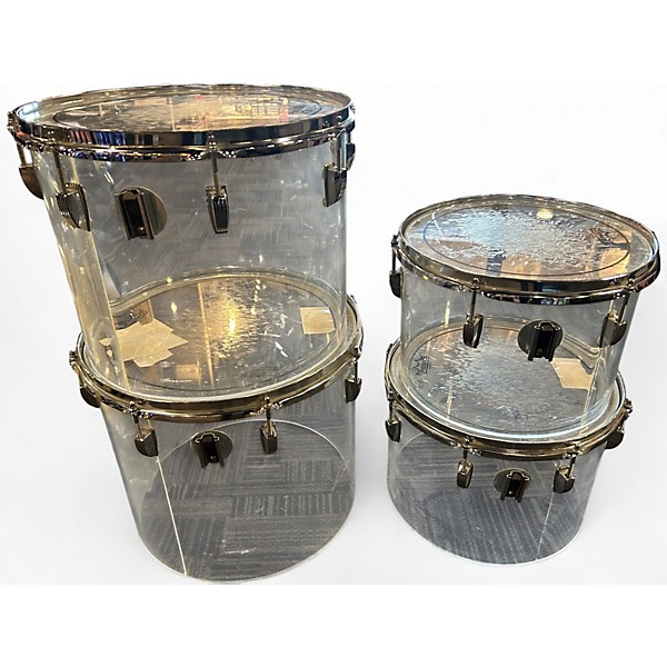 Vintage 1970s Ludwig 5 Piece Quadraplus Clear Vistalite Drum Kit