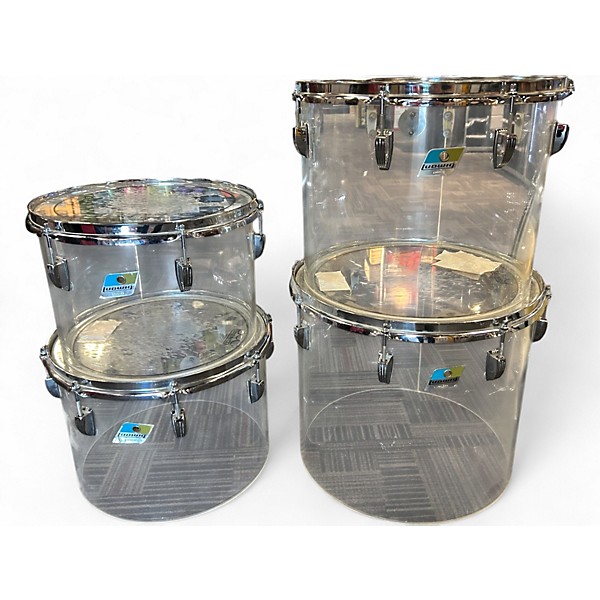 Vintage 1970s Ludwig 5 Piece Quadraplus Clear Vistalite Drum Kit