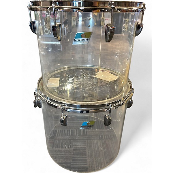 Vintage 1970s Ludwig 5 Piece Quadraplus Clear Vistalite Drum Kit