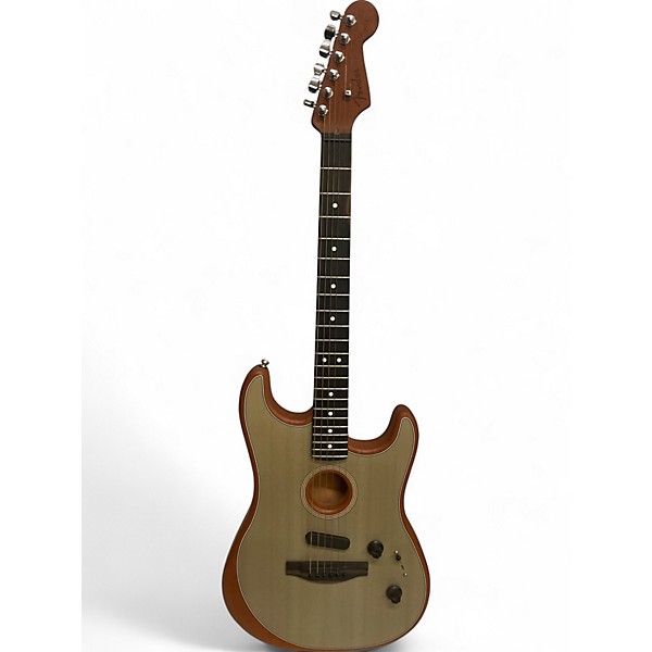 Used Fender American Acoustasonic Telecaster Brown Acoustic Electric Guitar