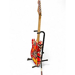 Used Fender EVH Frankie Red with Black and White Stripes Solid Body Electric Guitar