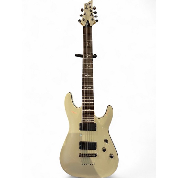 Used Schecter Guitar Research Demon 7 String White Solid Body Electric Guitar,Specials : American Fashion Style Bags On Sale