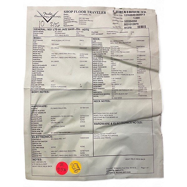 Used Fender Custom Shop 1966 Jazz Bass aged ocean turqoise Electric Bass Guitar