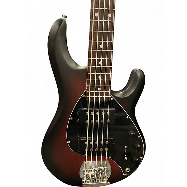 Used Sterling by Music Man Ray5HH 5 String  Ruby Red Burst Satin Electric Bass Guitar