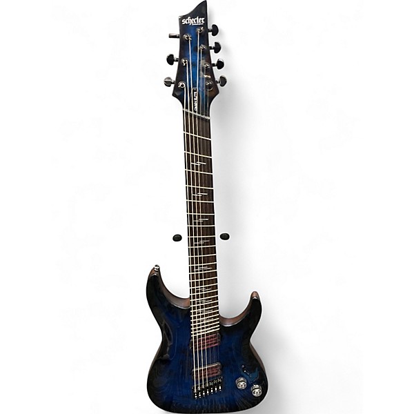 Used Schecter Guitar Research OMEN ELITE 7MS SEE TRHOUGH BLUE BURST Solid Body Electric Guitar