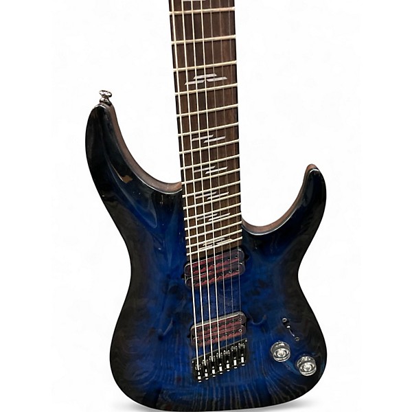 Used Schecter Guitar Research OMEN ELITE 7MS SEE TRHOUGH BLUE BURST Solid Body Electric Guitar