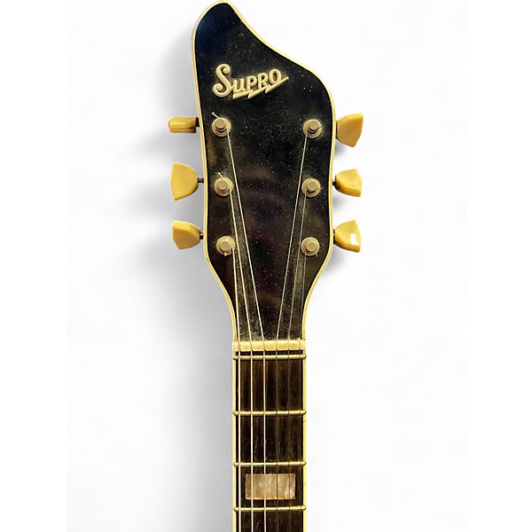 Vintage 1960s Supro Coronado II Black Resoglass Solid Body Electric Guitar