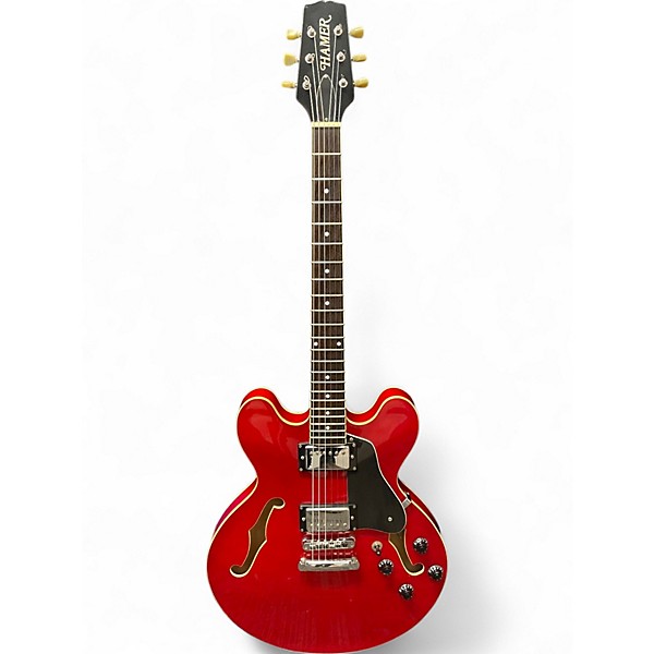 Used 1998 Hamer Echotone Red Hollow Body Electric Guitar