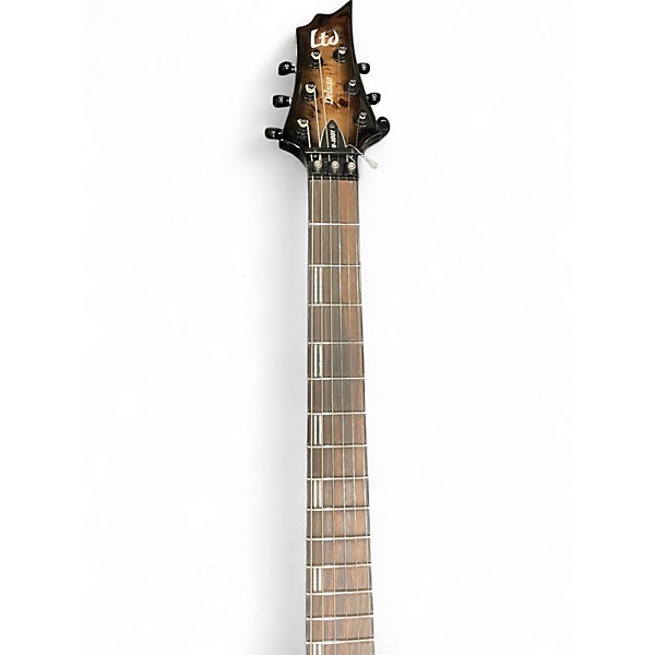 Used ESP LTD H1001QM Deluxe Floyd Rose burl burst Solid Body Electric Guitar