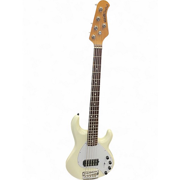Used Ernie Ball Music Man STINGRAY5 WHITE SPARKLE Electric Bass Guitar