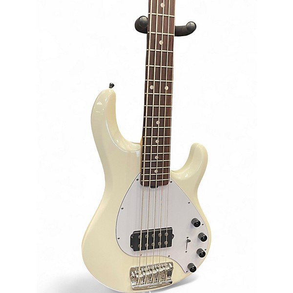 Used Ernie Ball Music Man STINGRAY5 WHITE SPARKLE Electric Bass Guitar