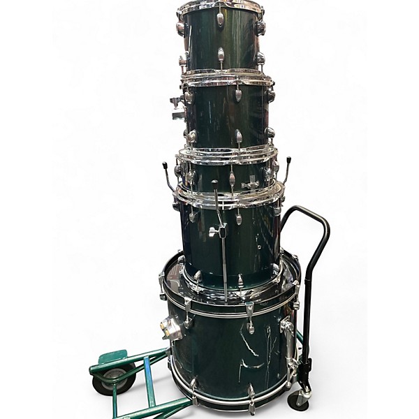 Used SPL 5 Piece Unity II Metallic Green Drum Kit