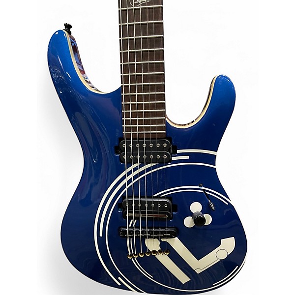 Used Mayones Setius GTM7 Blue and White Solid Body Electric Guitar