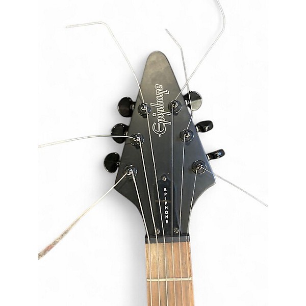 Used 2002 Epiphone Gothic v Black Solid Body Electric Guitar