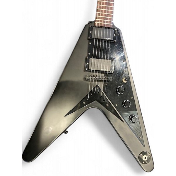 Used 2002 Epiphone Gothic v Black Solid Body Electric Guitar