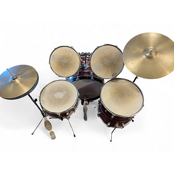 Vintage 1960s Ludwig 5 Piece Standard Ruby Strata Drum Kit