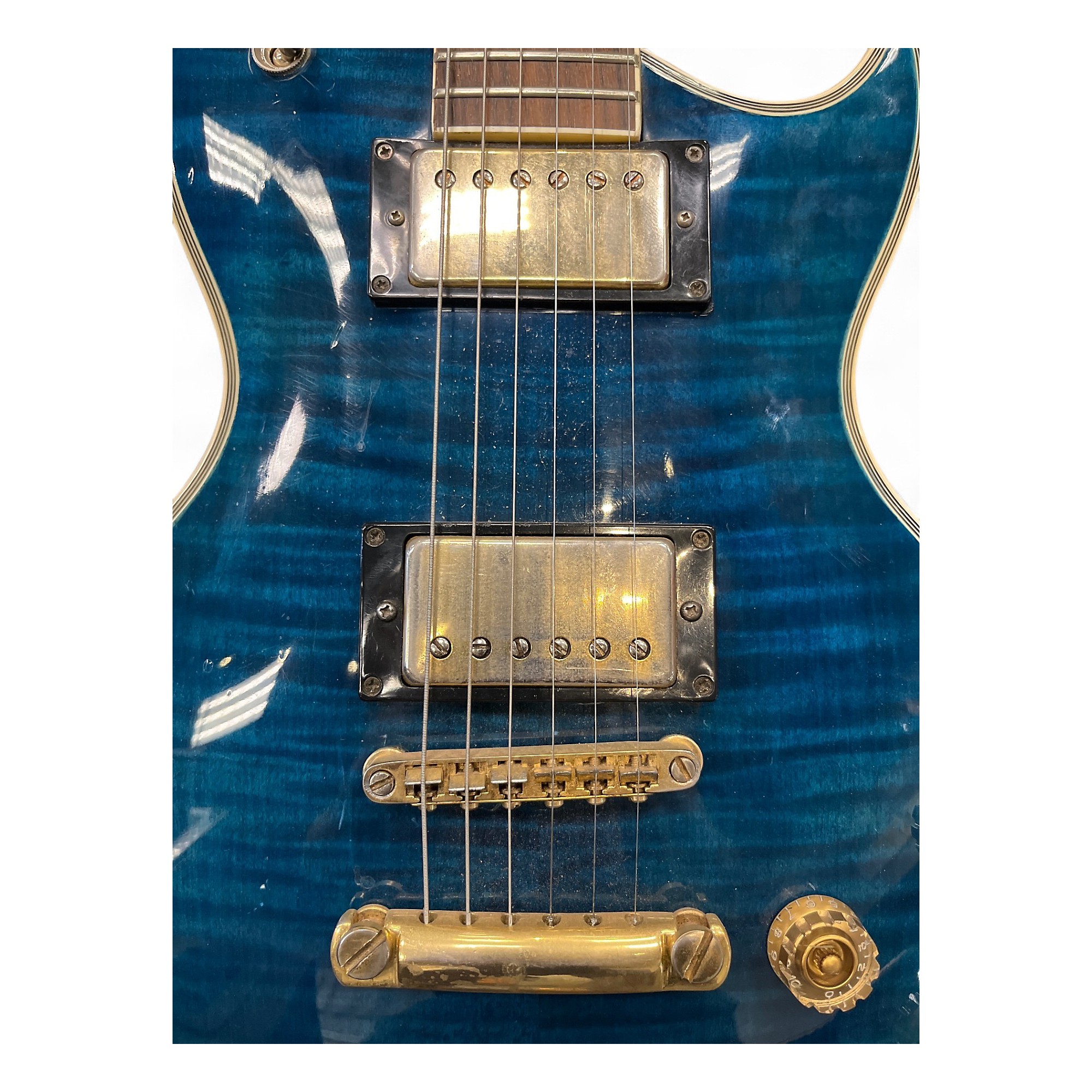 Used 1990s Aria Pro Ii PE-DLX Blue Solid Body Electric Guitar Blue