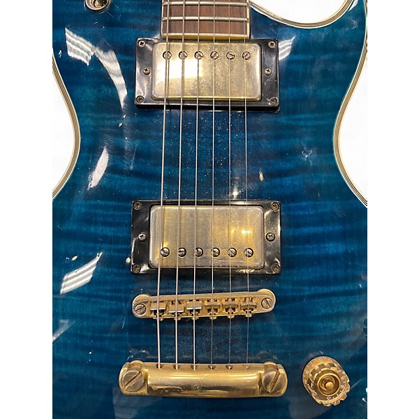 Used 1990s Aria Pro Ii PE-DLX Blue Solid Body Electric Guitar